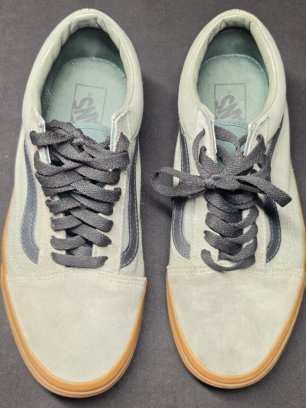 Vans Men’s Low-Top Sneakers in Sage Green with Black and Gum